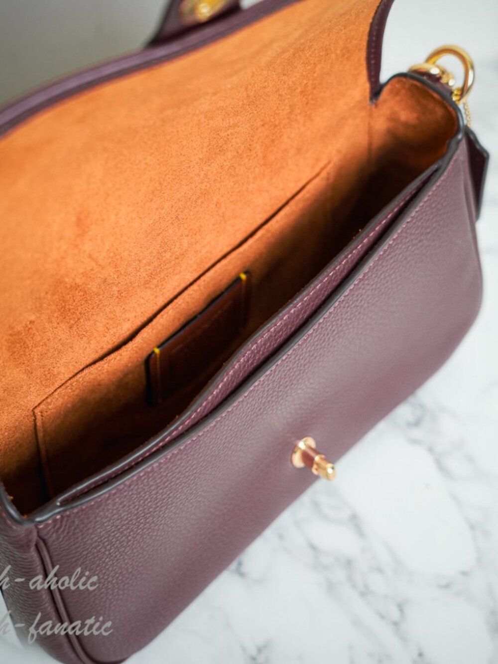 COACH CY683 Hadley Shoulder Bag Crossbody Leather in Dark Wine Gold - Picture 14 of 14